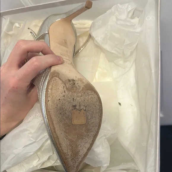 Jimmy Choo Silver Stiletto Heels - Picture 3 of 5